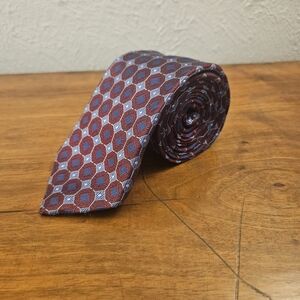 Pronto Uomo Platinum Made In Italy 100% Silk Tie Men's Red Blue Handmade Necktie